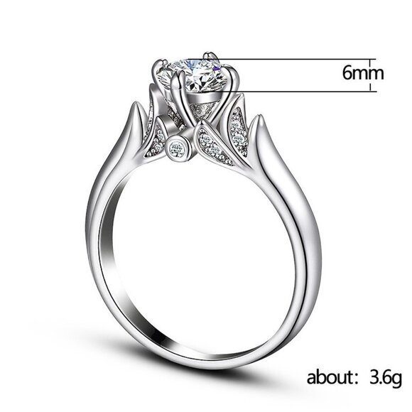 Refine Beautiful Flower Pure Cubic Silver Rings for Women, MARR9153 - Picture 8 of 8